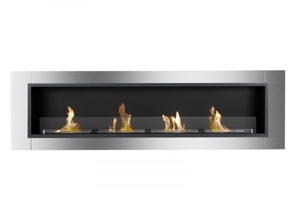 Accalia Ventless Recessed Ethanol Fireplace with Flame Front View