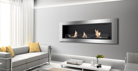 Ardella Ventless Recessed Ethanol Fireplace on a Wall