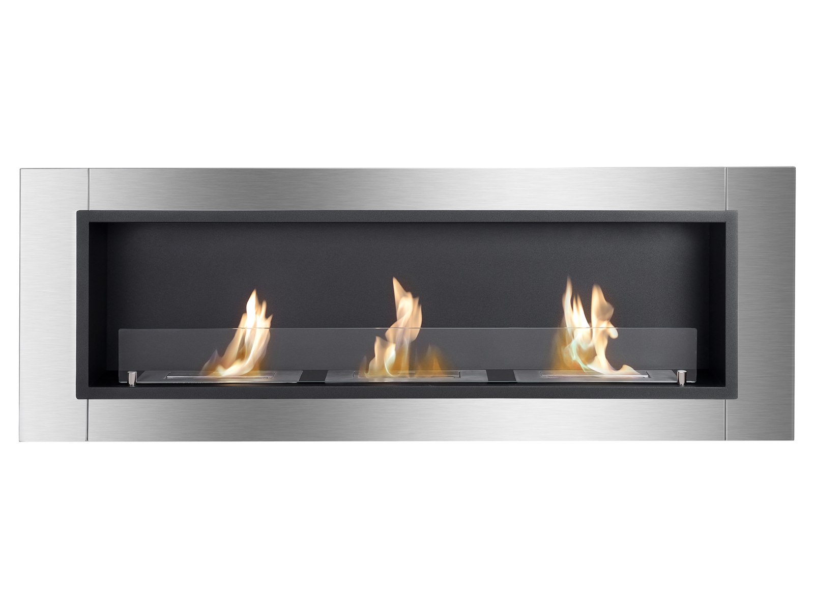 Ardella Ventless Recessed Ethanol Fireplace with Flame Front View