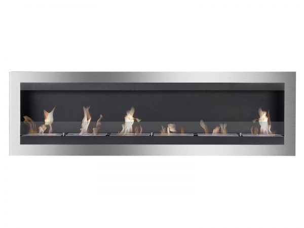 Maximum Black Wall Mounted Ethanol Fireplace - Front View with Flames