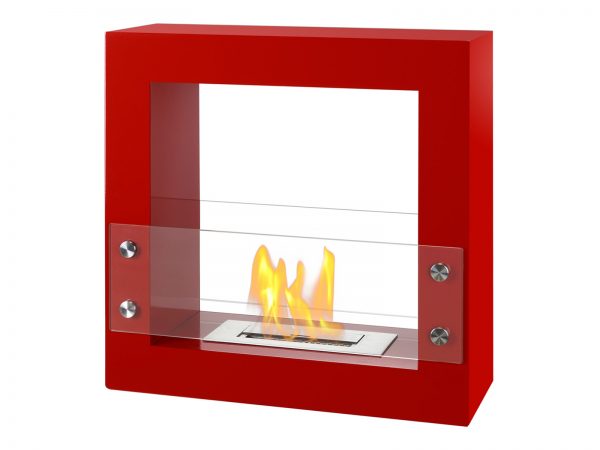 Tectum Mini Red Freestaning Ethanol Fireplace with Flame