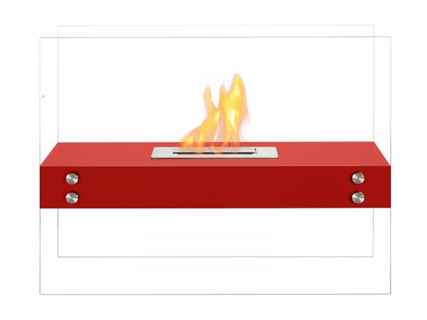 Vitrum H Red Freestanding Ventless Ethanol Fireplace