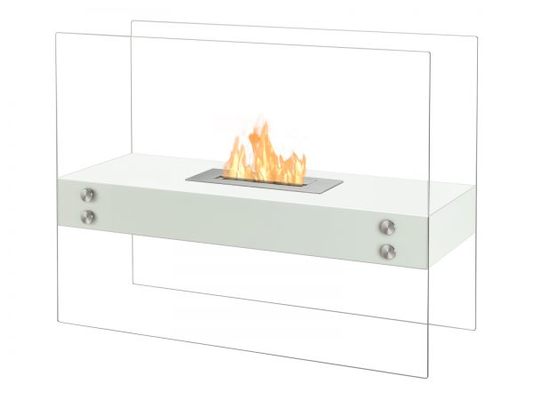 Vitrum H White Freestanding Ethanol Fireplace