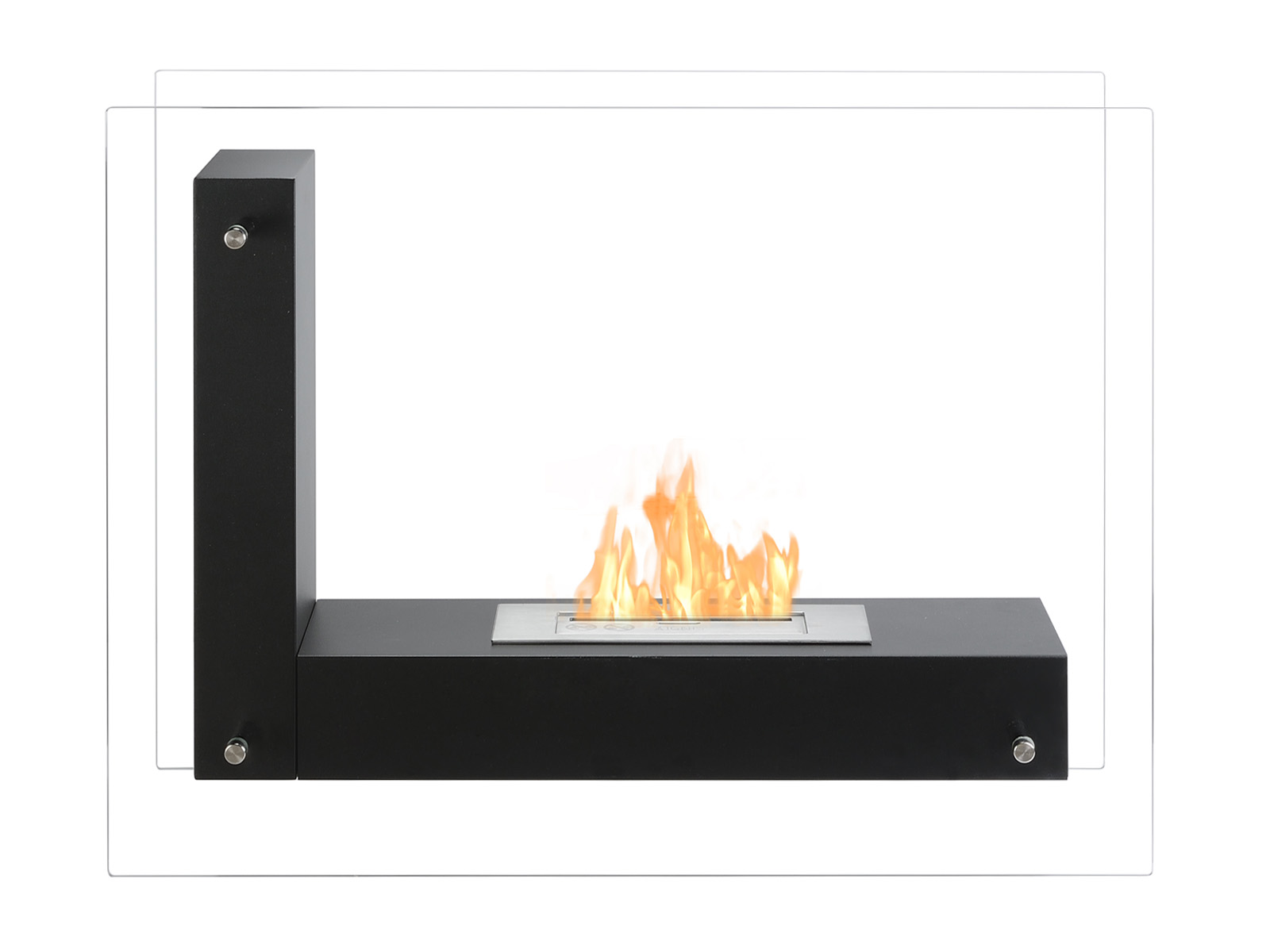 IGNIS® Black Ventless Ethanol Fireplace Vitrum L