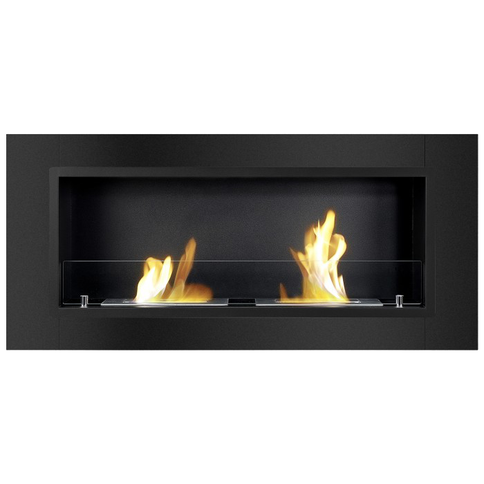Black Ventless Wall Fireplace - Lata Recessed Ethanol Fireplace by IGNIS
